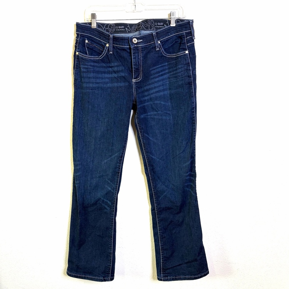 Wrangler Women's Q-Baby Blue Boot Cut Jeans sz 9/10 x 30 mid rise riding denim